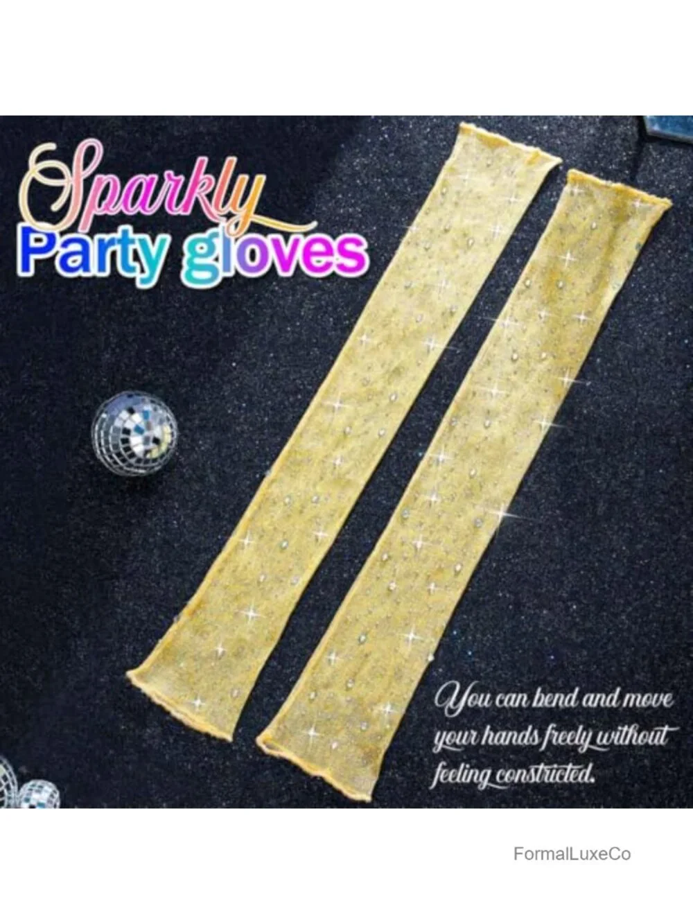 Fingerless Rhinestone Mesh Elbow Length Gloves Prom Costume